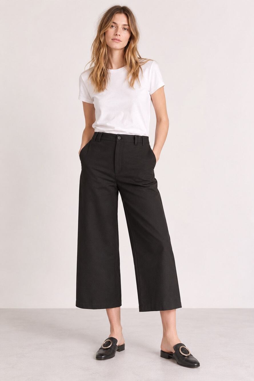 Maje Polary Polaris Black Wide Leg Cropped Pants French Designer Size 34 XS